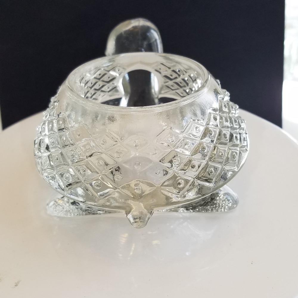 Vintage Crystal Clear Glass Avon Turtle Votive Tealight Candle Holder - Picture 5 of 10